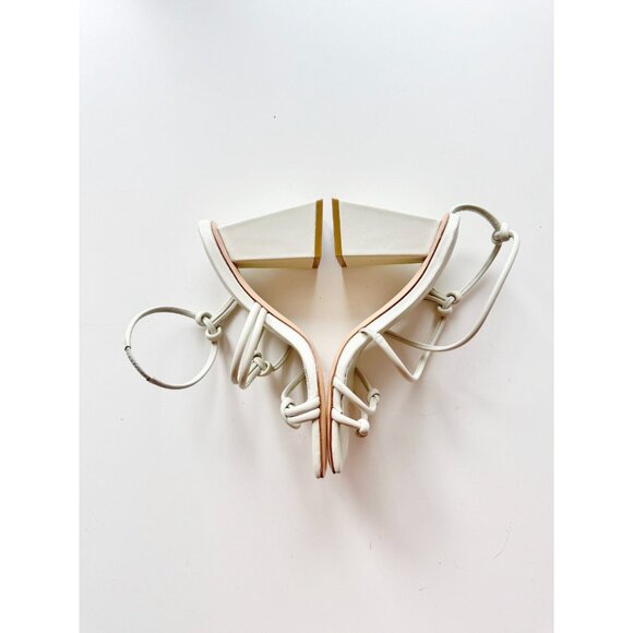 NWOB SONG OF STYLE Noelle White Leather Knotted Block Heel Sandals, Size 5.5 - Picture 10 of 14